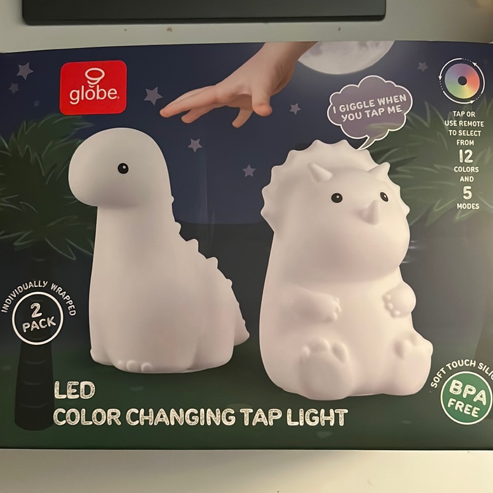 LED color changing Tap Dinosaur Lamp 2 Pack